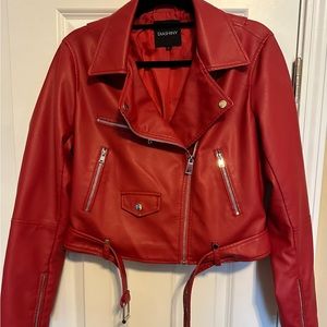 Leather Jacket, Red, Large